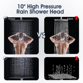 Sperwoesy 12" Rainfall Shower Head with Handheld Combo, High Pressure Dual Showerhead, 10 Settings, Adjustable 16" Arm, 3 Way Diverter, 6ft Hose （Chrome）
