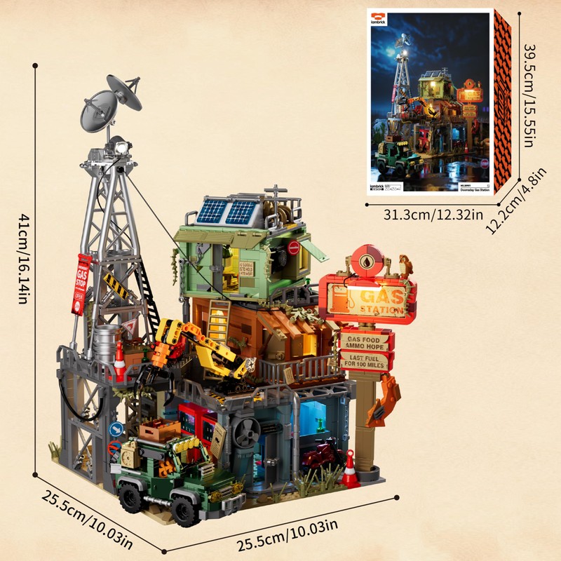 Brixelion Doomsday Building Set, Modular Building Blocks with Lighting, Car,