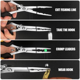 Hikary Long Nose Fishing Pliers,Ice Fishing Gear,Stainless Steel Hook Remover Braid Cutter Rustproof Fishing Multi-Tools Fishing Gripper for Freshwater Saltwater