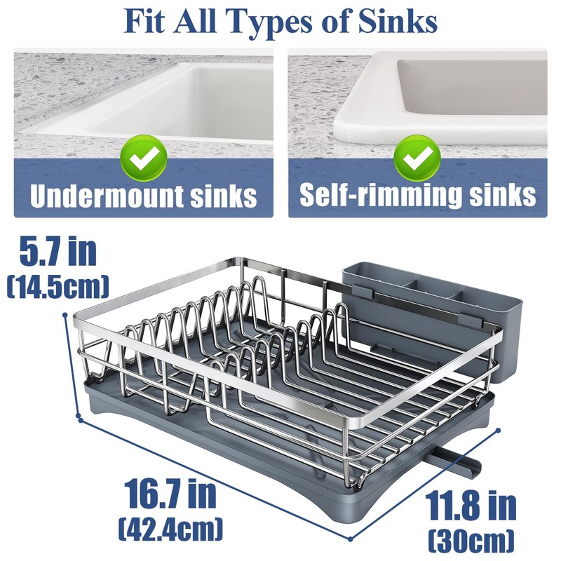 SNTD Dish Drying Rack for Kitchen Counter - Stainless Steel