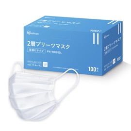[アイリスオーヤマ] 2層プリーツマスク 100枚入り ホワイト 不織布マスク 不織布 風邪予防 耳が痛くなりにくい 立体プリーツ 裏表が分かりやすい PN-WR100L