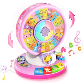 Toys for 1 2 3 Year Old Girls, Musical Spin and Sing Alphabet Zoo, Learning Toys for Toddlers 1-3, Educational Interactive Toys, Christmas Birthday Gift for Baby Girls Boys Age 6-9-12-18 Months