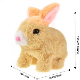 ZBATHTOY Bouncing Rabbit, Interactive Toy Rabbit with Sound Movements, Animated Walking, Wiggling Ears, Twitching Nose, Easter Plush Rabbit for Easter Gifts Boys Girls (Yellow)