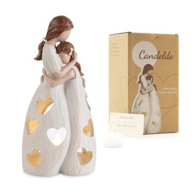 Candeldo Gifts for Mom Birthday: Unique Candle Holder Mothers Day Sentimental Gift Ideas from Daughter Tealight Holders Decor Mother Daughter Figurines Meaningful Home Decor