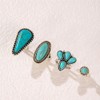 Navirix Vintage Turquoise Western Rings for Women,Exaggerated Chunky Oval Floral