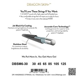 DR Strings DBSMB6-30 6 Strings, Bass Strings, Black DRAGON Multi-Scale