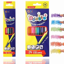 Colouring Pencils Set with 12 Colouring Pencils, Highly Pigmented, 24 Pens in Cardboard Case, Ideal for Dark Paper, Reinforced Wooden Coat, Drawing Pencils for Children Art Drawing, Sketching and