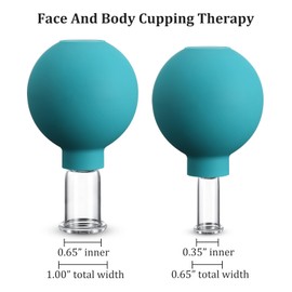 Nuanchu 2 Pieces Glass Cupping Set, Facial Cupping Cups Glass Silicone Cups Vacuum Suction for Face Skin Back Shoulder Muscle(1 Inch and 0.4 Inch Diameter,Green)