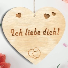 Family Heart I Love You! Decorative Sign Wooden Heart Sign 10 x 10 cm Gift for the Family Saying Gift Wooden Gift A Gift for the Family