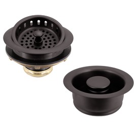Westbrass D2165-12 Post Style Large Kitchen Basket Strainer with Waste Disposal Flange and Stopper, Oil Rubbed Bronze