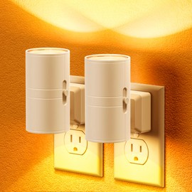 Amber Night Lights Plug into Wall, Dimmable Night Light Plug in, Modern Night Lights Auto On/Off, Amber Night Light 2000K, 0-100LM Adjustable Brightness Nightlight for Hallway Bedroom, 2 Pack