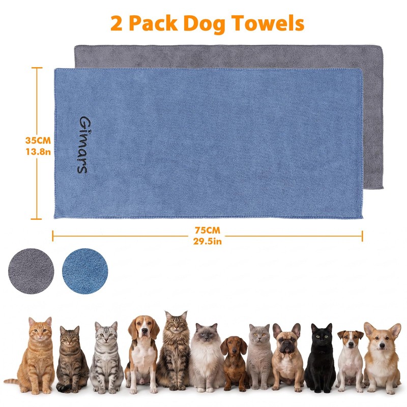 Gimars Super Absorbent Dog Towel, Microfibre Dog Drying Towel for