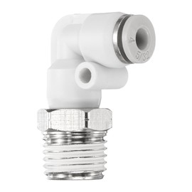 HARFINGTON Push to Connect Fittings Male Elbow 5/32Inch Tube OD x 1/4 Inch NPT Thread Plastic Quick Connect Air Hose Pneumatic Fitting Kit Push Lock Connector PL5/32-N03, White
