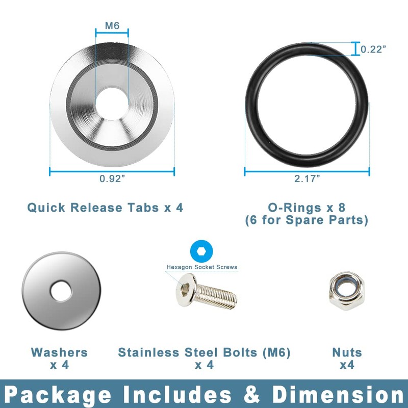 JDM Kit de cierres de liberación rápida para parachoques delantero