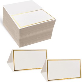 Place Cards Pack of 60 Premium Tent Name Place Cards for Table Setting with Gold Foil Border 2x3.5 inches - Perfect Place Cards for Weddings, Banquets Dinner Parties and any other Events