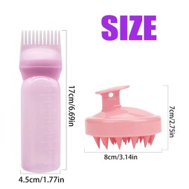2 Pcs Large capacity Root Comb Applicator Bottle with Scalp Massager Shampoo Brush， Hair dye brushRoot Comb Squeeze Applicator Bottles for Salon Hair Coloring Dyeing Scale for home DIY Use