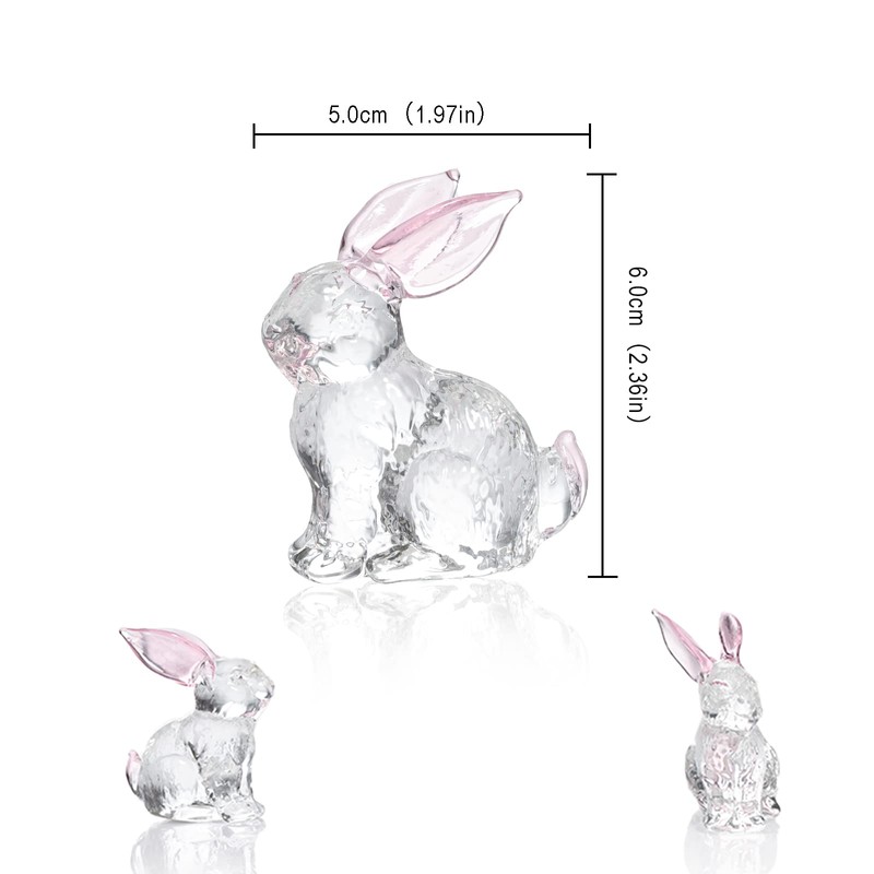 Feelfly Glass Rabbits Figurines Crystal Bunny Collectibles Statues Easter Decor