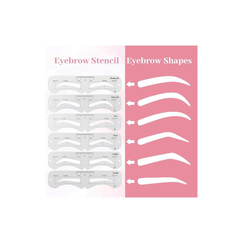 12 Pcs Reusable Eyebrow Stencils for Beginners, Eyebrow Stamp Brow