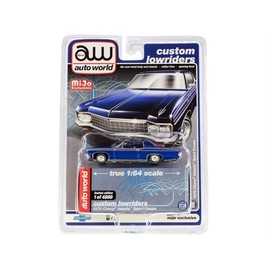 Mijo Custom Made Auto World 1/64 Custom Low Riders 1970 Chevy Impala Sport Coupe Blue