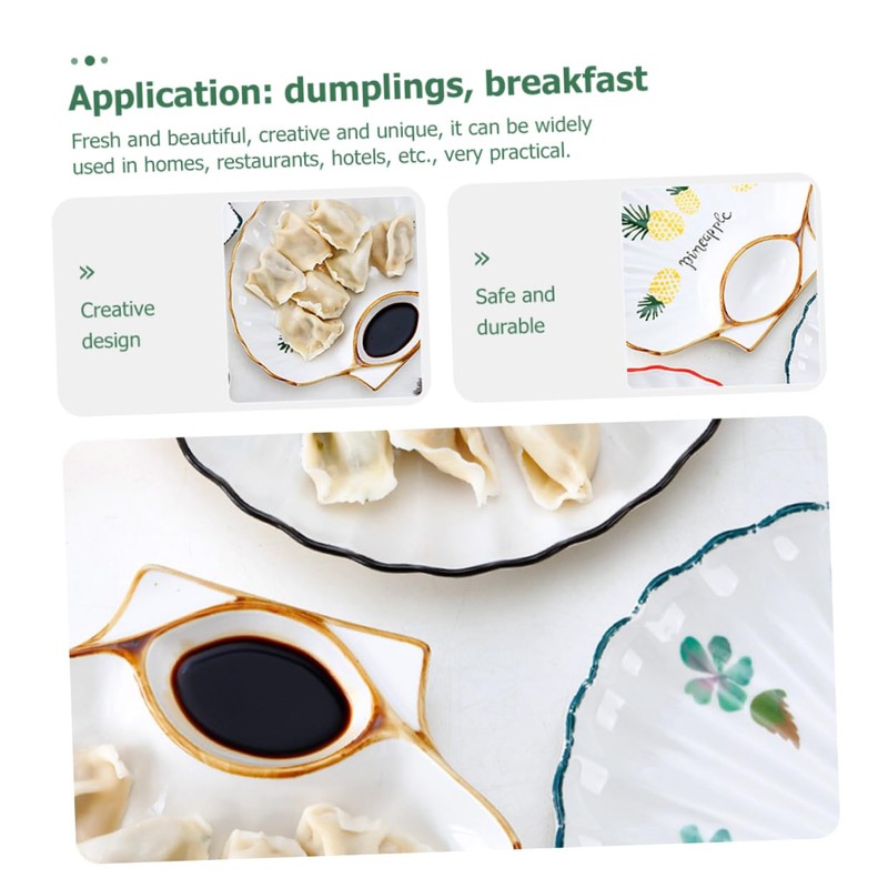 COLLBATH 1pc Dumpling Seasoning Dish Ceramics Snack Saucer Sauce Plate