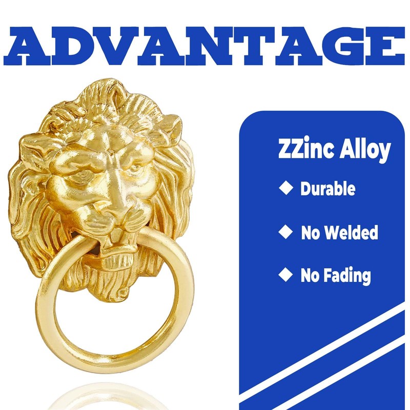 Jiozermi 12 Pcs Lion Head Cabinet Pull Handle, Ring Pulls