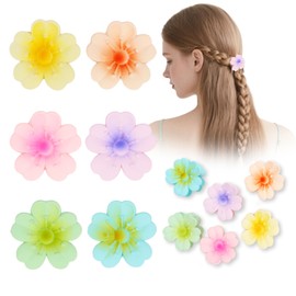 Luixenir 6 Pcs Matte Flower Hair Clips Multicolored Flower Claw Clips Strong Hold & Non Slip Claw Clips for Thin/Thick Hair Accessories for Women Girls