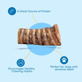 123 Treats Premium Beef Trachea for Dogs – 3 Inch 100% Natural Beef Dog Chews, Rich in Glucosamine and Chondroitin for Joint & Hip Mobility (8 Count)