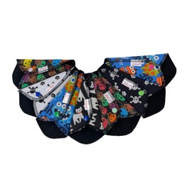 Lilind® 7 Pack Thong Pantyliners, Black Cloth Pads 100% Cotton Reusable Menstrual Sanitary Napkins, Free Wet Bag, Complete Set, Zero Waste