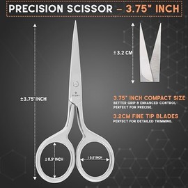 Tijeras profesionales de precisión para cejas, pestañas y nariz fabricadas en acero inoxidable con hojas rectas extrafinas para hombres y mujeres.