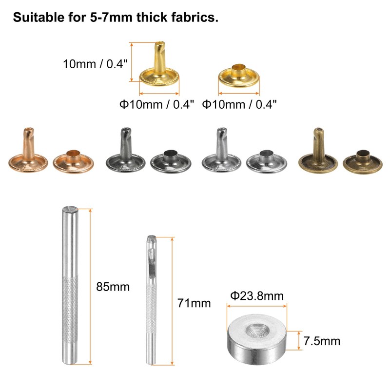 QUARKZMAN 100 Sets Leather Rivets 10 mm x 10 mm