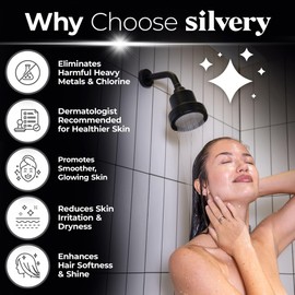 Silvery High Pressure Filtered Shower Head - Dermatologist-Approved Clean Water with Silvery Technology™ Filter - Showerhead Removes Impurities for Healthier Skin, Hair, Scalp & Soothes Dry Skin