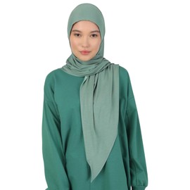 Prien Zippered Instant Hijab For Women, Muslim Prayer Scarf, Long Turban Girls, Abaya, Jersey Islamic Dress Undercap Khimar (Light Green)