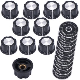 Taiss /10pcs Adjustable Rotate Button Potentiometer Control Knobs + 10pcs 0-100 Scale Sheet