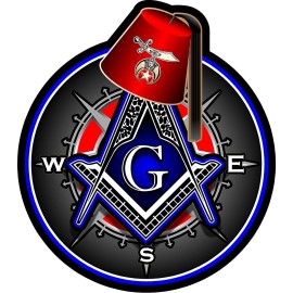 ProSticker.com ProSticker 118 (One) 4" Masonic Shriner Compass Square Fez Decal Sticker Lodge