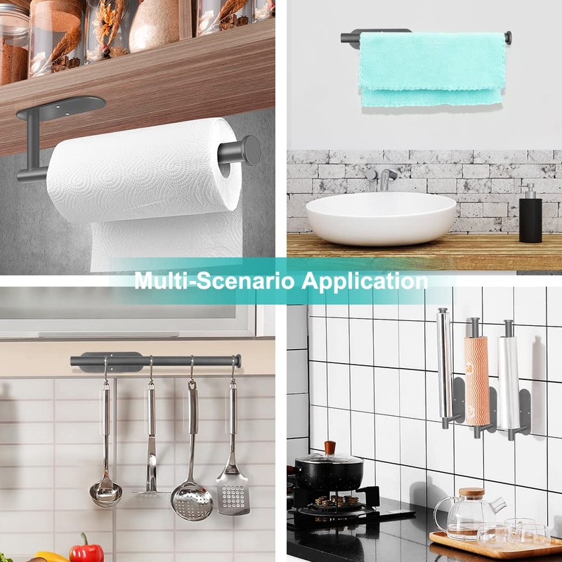 Grey Paper Towel Holder Under Cabinet Wall Mount