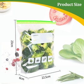 Slider Ziplock Freezer Bags 60pcs, Food Storage Bags BPA Free Sandwich Bags Reusable Zip Seal Plastic Bags with Expandable Bottom for Food, Meat, Grains, Fruits, Vegetables (Half Gallon / 2.27L)