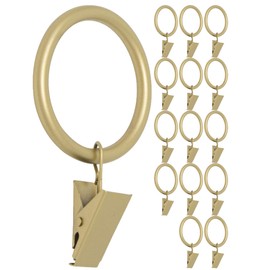Meriville Drapery Curtain Rings with Clip - 1.5-Inch Inner Diameter, Fits Up to 1 1/4-Inch Rod, Set of 14, Royal Gold Finish