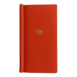 Lett's Note Legacy Collection Slim Pocket Size Travel Journal with Gold Pen, Ruled, 160 Pages, Cream Paper, 5.75" x 2.75", Orange (B090144)