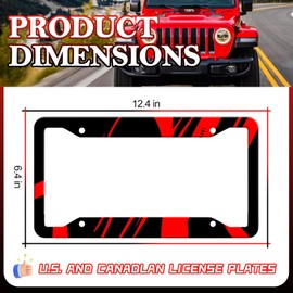 Black Red License Plate Frames- 2 Pack 4 Holes Blood Vessel Aluminum Metal License Plate Holder Covers, Rust-Proof Waterproof Car Decorative Tag Frames for Standard US 12x6 Inch