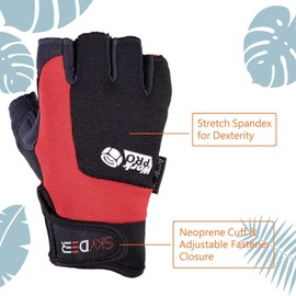 SKYDEER Hi-Performance Water Resistant Synthetic Leather Utility Fingerless Work Gloves (SD8822/L)