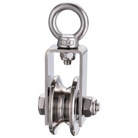 KCNOFNC 40 mm pulley with 2 ball bearings, stainless steel fitness pulley, pulley for 8 mm ropes, steel cable, load capacity 200 kg, 1 piece