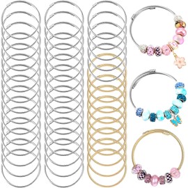 Ptwola 45 Pcs Snake Charm Bracelet Set Stainless Steel Expandable Bangle Bracelets Adjustable Silver Snake Bracelet Chain for Women DIY Jewelry Making Supplies Christmas Birthday Gifts