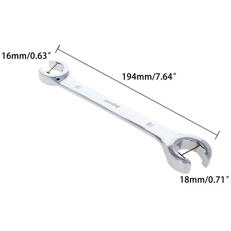 Auniwaig 16mm x 18mm Flare Nut Wrench 0.63 x 0.71