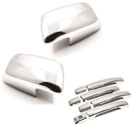 S SIZVER Combo Chrome Full Mirror Covers+Chrome Door Handle for Nissan Frontier
