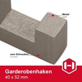 GedoTec® Clothes Hook Set Square Coat Hooks White Coated – Model TETRIS Single Hook + Double Hook Set Wall Hooks Invisible Screwed Brand Quality for Your Living Area