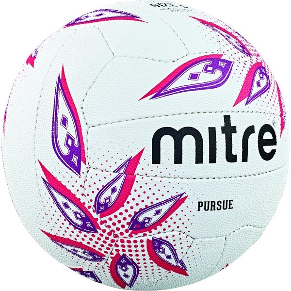 Mitre Pursue Netball White/magenta/purple