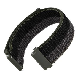 WOCCI 22mm Adjustable Nylon Watch Band, Quick Release Sport Loop Strap (Black/Grey)