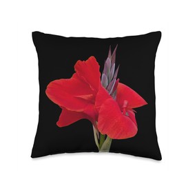 Gorgeous Crimson Canna Lily Tropical Flower 2 Shapes Mania Throw Pillow