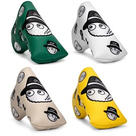 Ncolor Putter Cover Golf Headcover Pin Shaped Magnet Fit Scotty Cameron Odyssey Putter Cover White Green Yellow (Beige)
