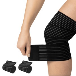 Nouiseuns Knee Wraps – 2 Pack 150×7.5cm Elastic Knee Wrap for Women, Thigh Compression Sleeve for Workouts, Adjustable Compression Bandages for Legs, Support for Squats and Training